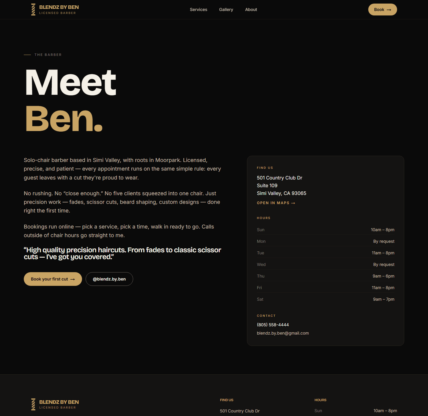 About page — Meet Ben