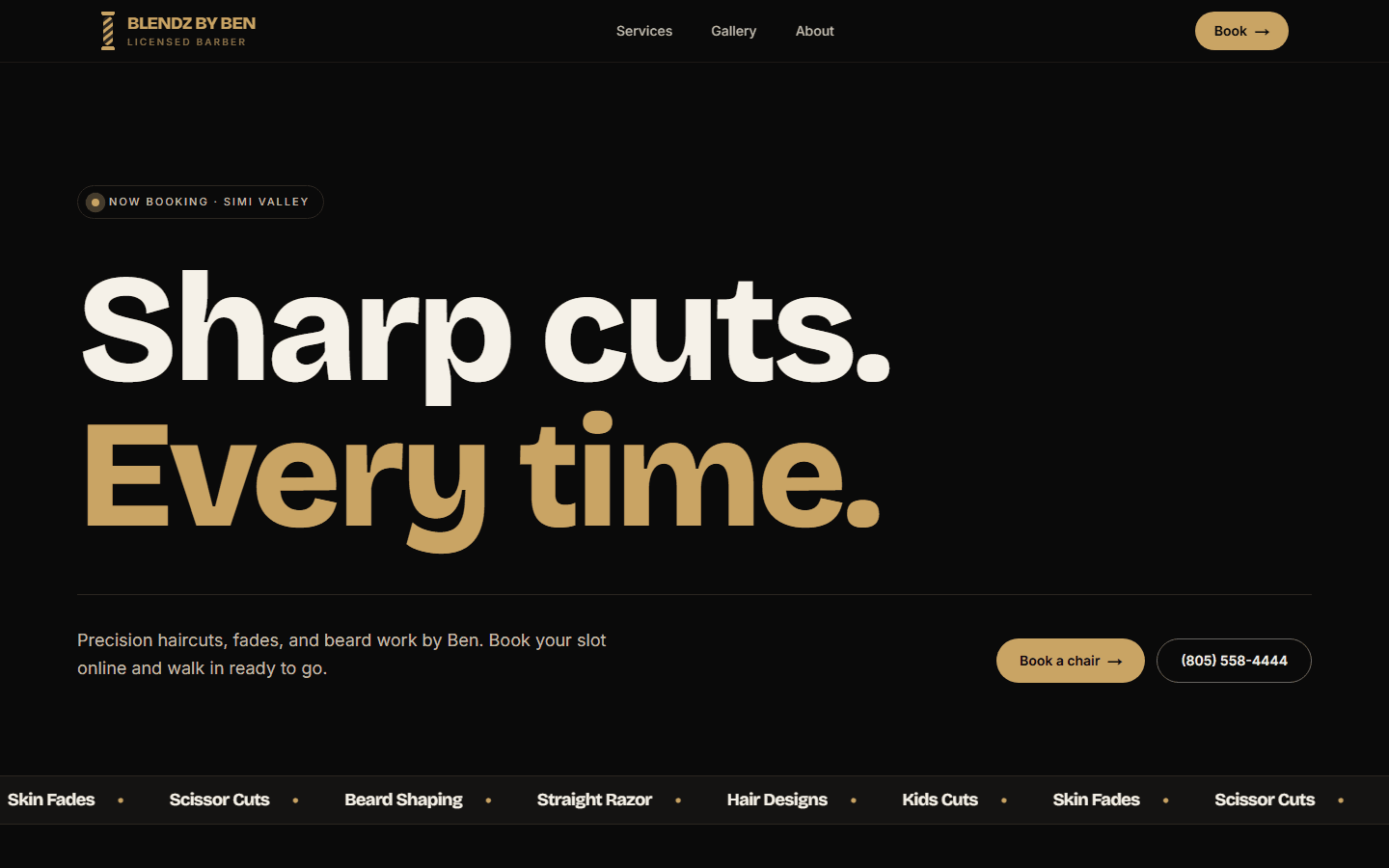 Blendz homepage hero — Sharp cuts. Every time.