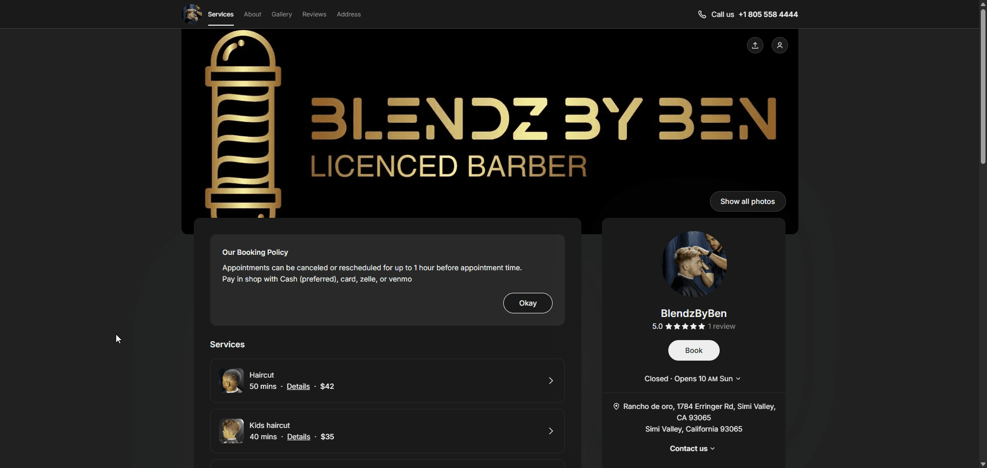 Old Setmore booking page header with generic template layout